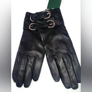 WOMEN'S LEATHER DOUBLE  BUCKLE GLOVES, Large